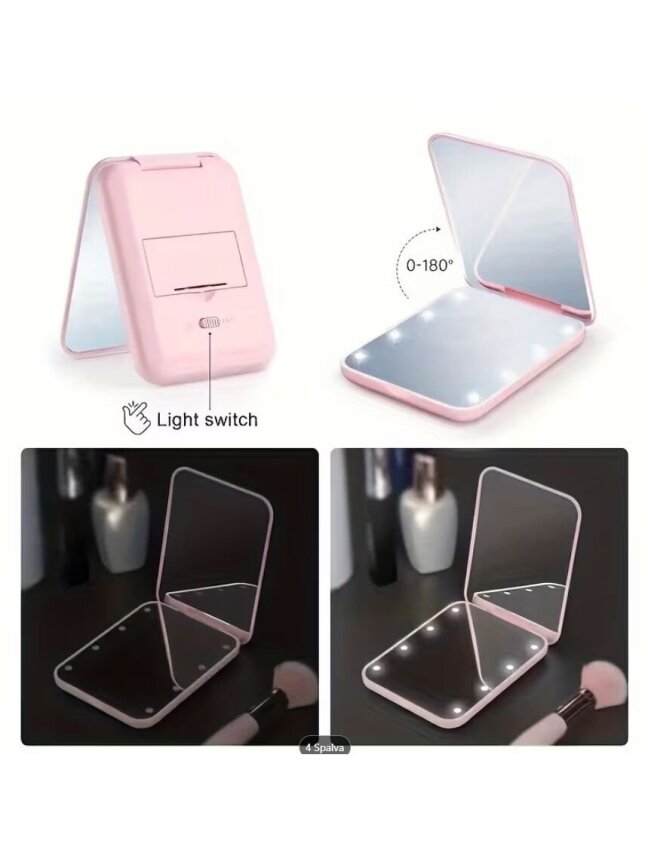 LED Pocket Makeup Mirror 1x/3x – Compact Travel Mirror with Light 5
