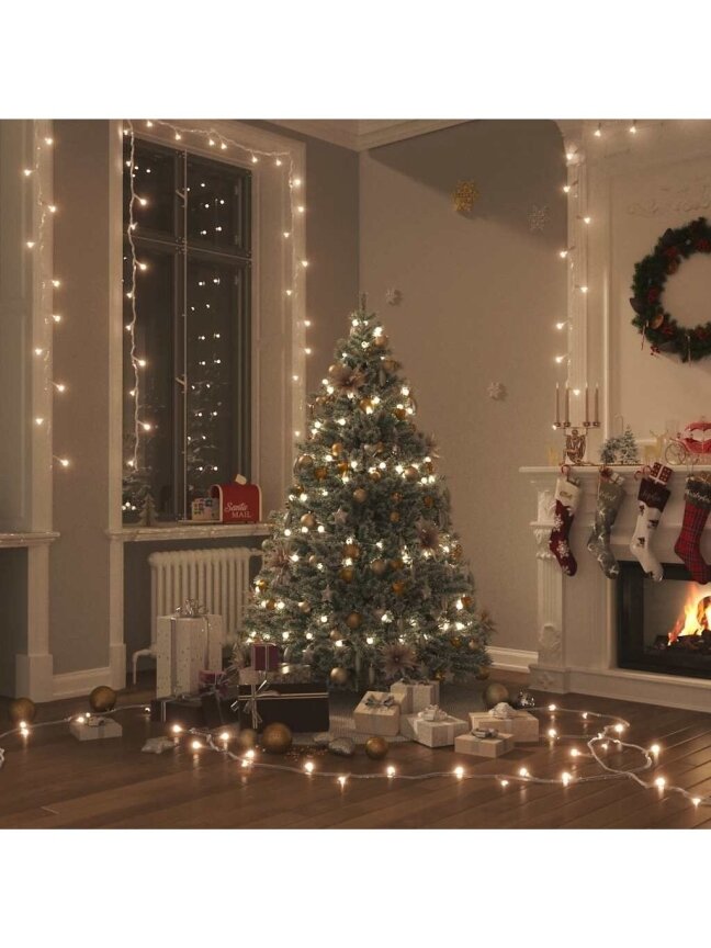 LED lempučių girlianda, 15m, PVC, 150 šiltos baltos spalvos 1