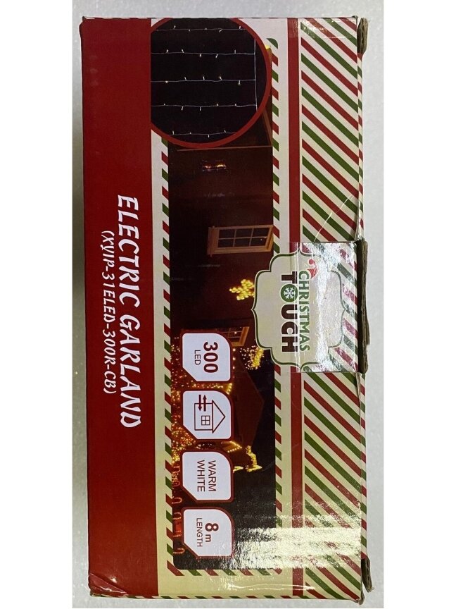 Ziemassvētku virtene Christmas Touch XY-5ELED-300R-CB, 8 m, silti balta, 300 LED