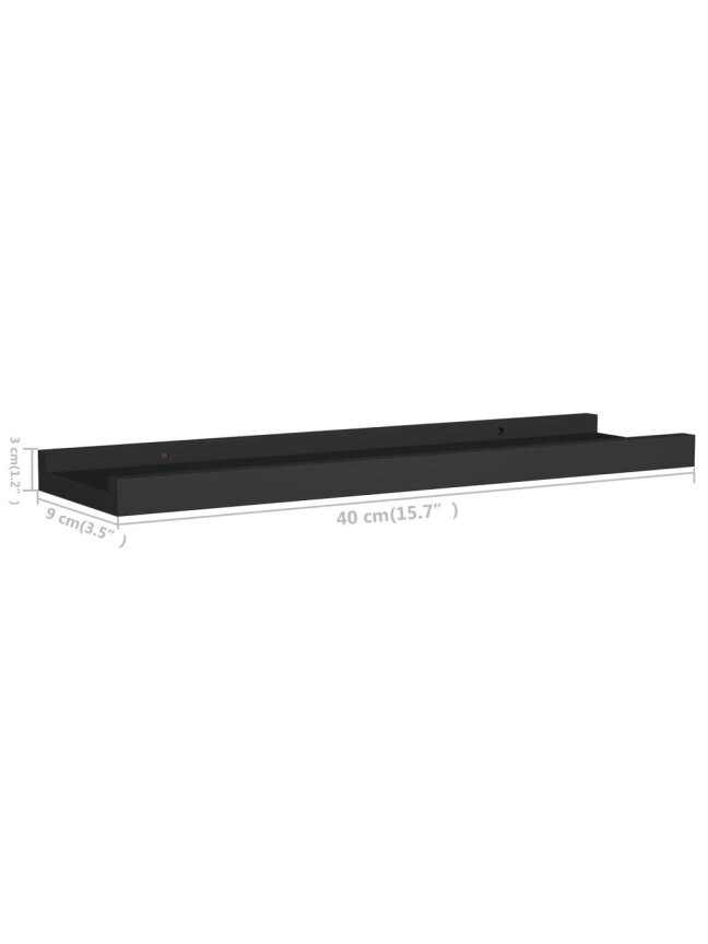 Shelves for photo frames, 2 pcs, black, 40 × 9 × 3 cm, MDF 7