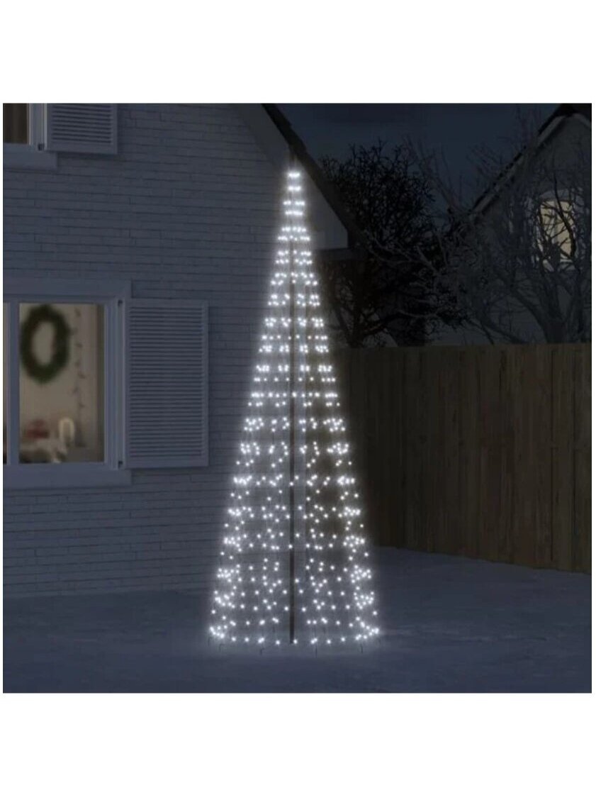 LED Choinka na maszt flagowy, 550 LED, zimna biel, 300 cm