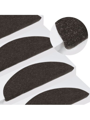 Lipnūs laiptų kilimėliai, 10vnt., juodos spalvos, 56x17x3cm Lipnūs laiptų kilimėliai, 10vnt., juodos spalvos, 56x17x3cm