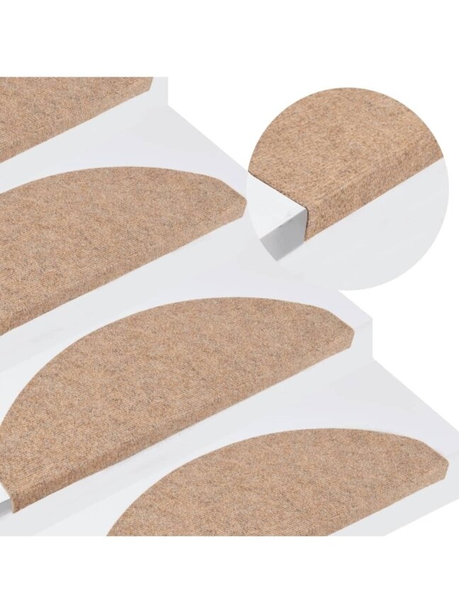 Self-adhesive stair mats, 14 pcs, beige, 65×22.5×3.5 cm 1