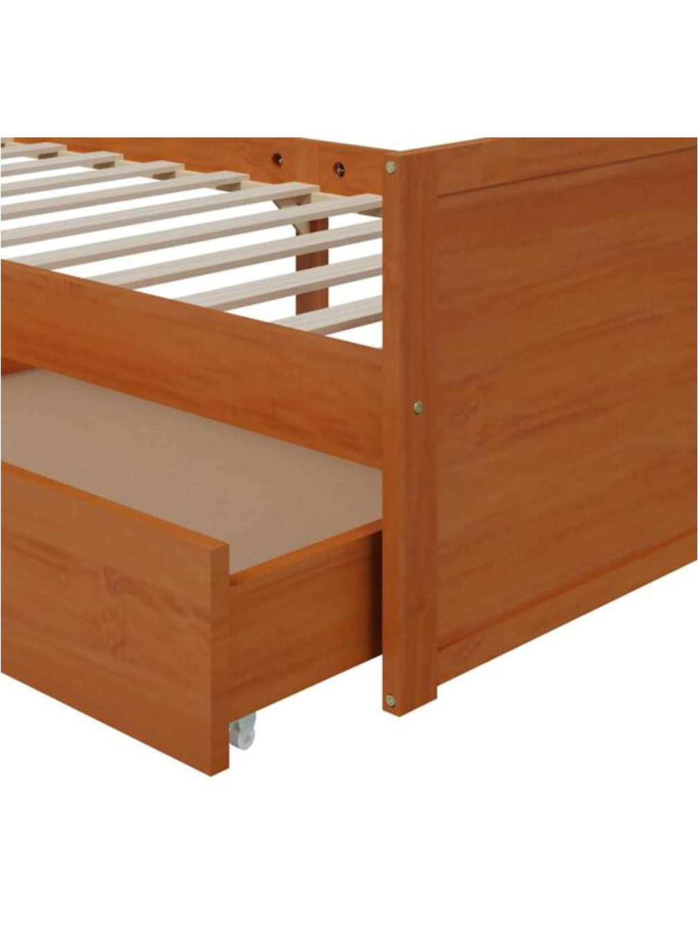 Bed frame with drawers, honey brown, 90 x 200 cm, pine wood 6