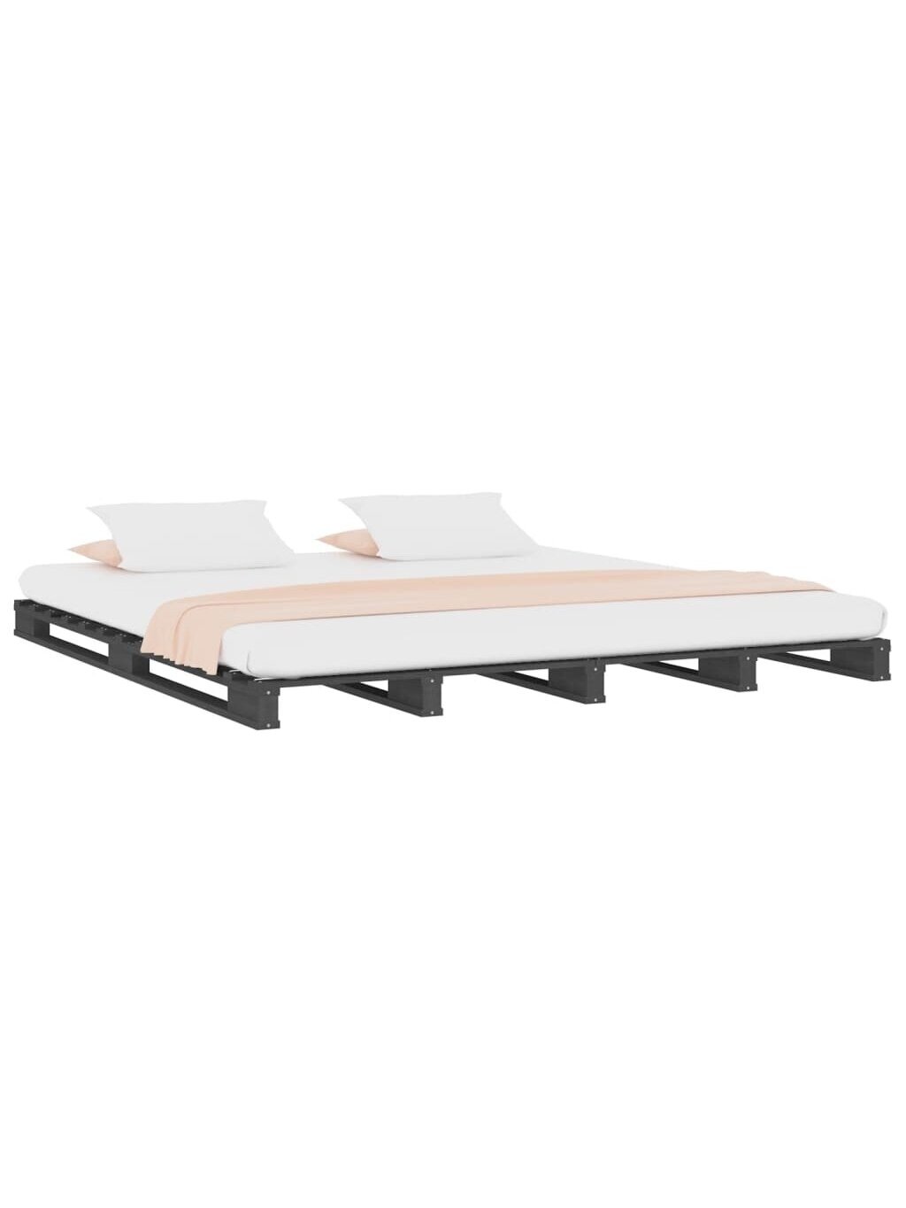 Pallet bed, grey, 200x200 cm, solid pine wood 2