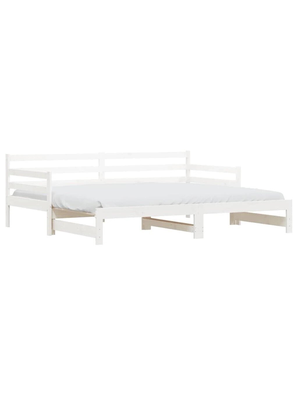 Bed with pull-out section, white, 90×200 cm, solid pine wood 1