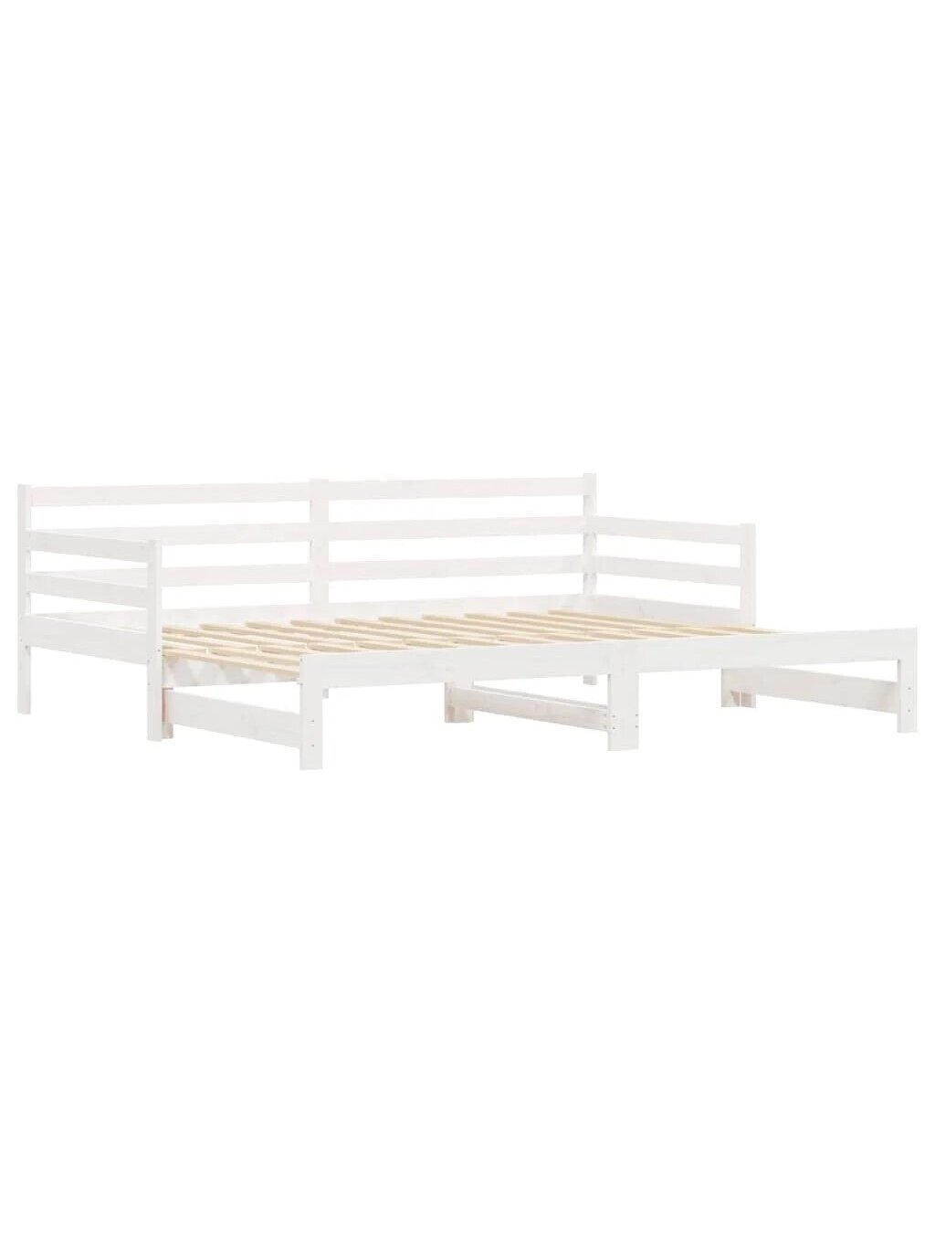 Bed with pull-out section, white, 90×200 cm, solid pine wood 2