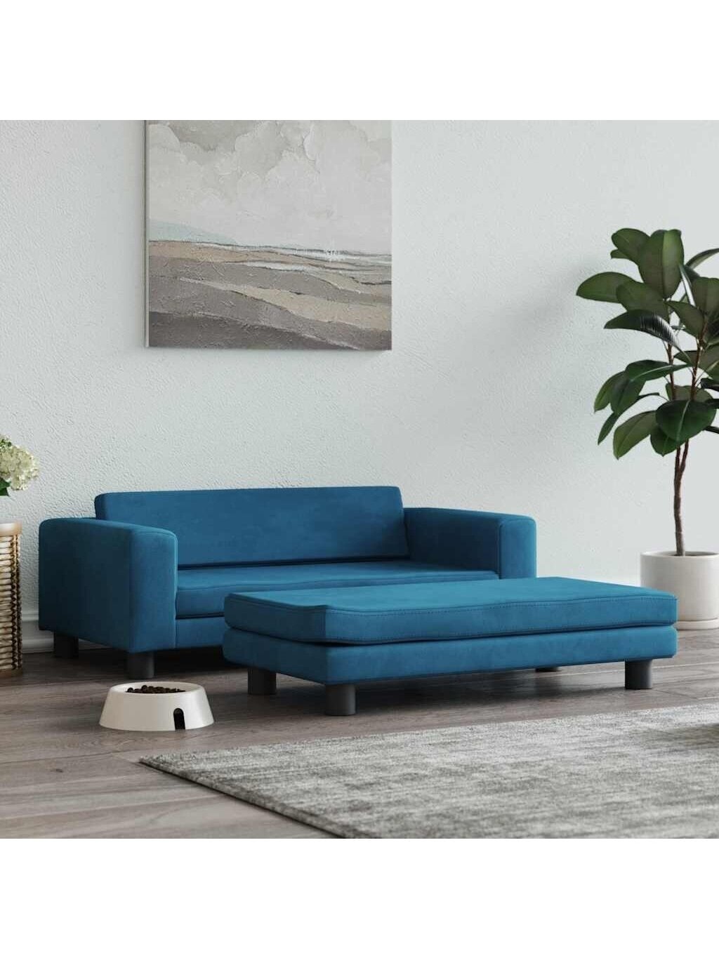 Dog Bed with Extension, Blue, 100x50x30 cm, Velvet