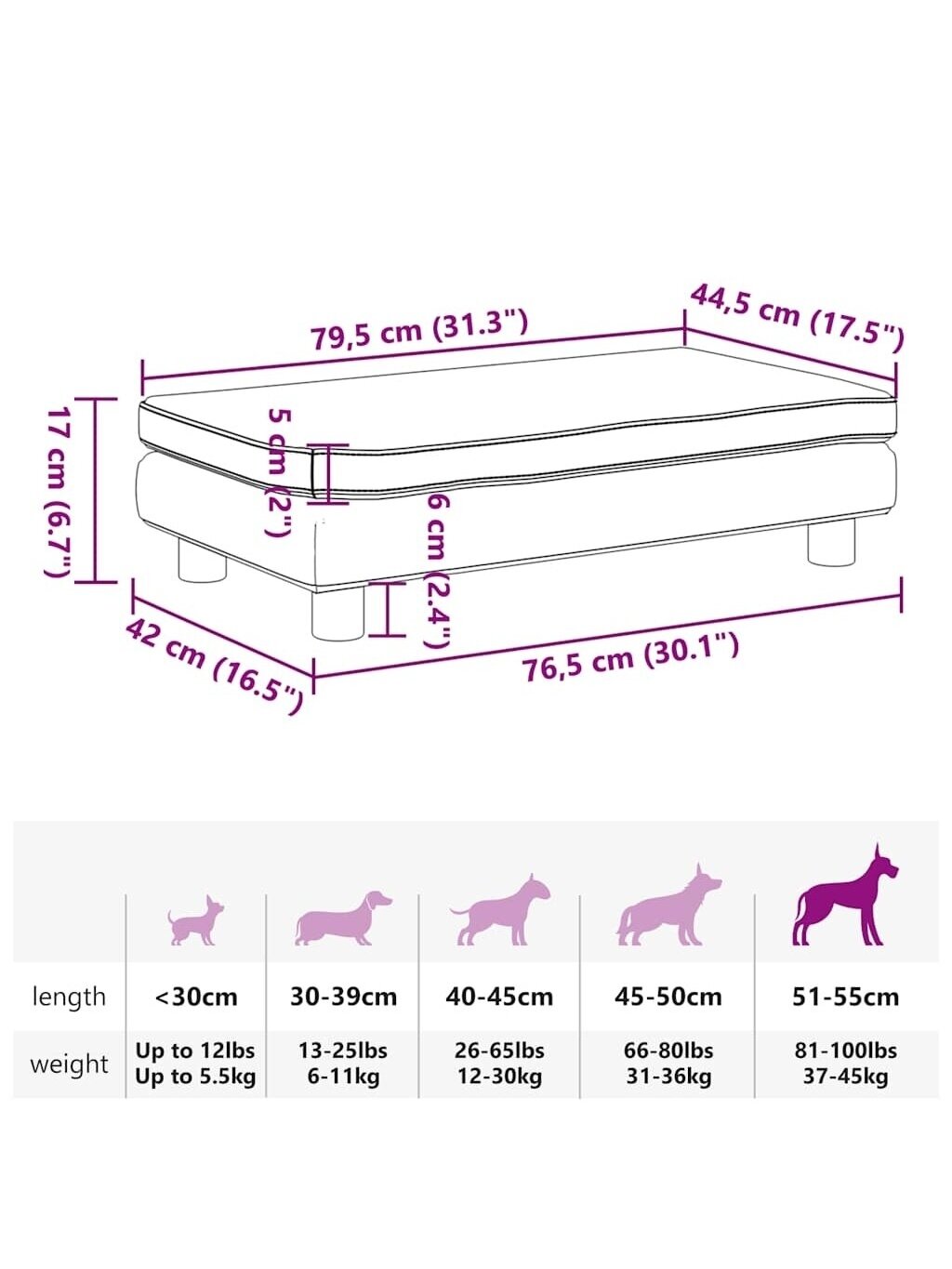 Dog Bed with Extension, Blue, 100x50x30 cm, Velvet 8