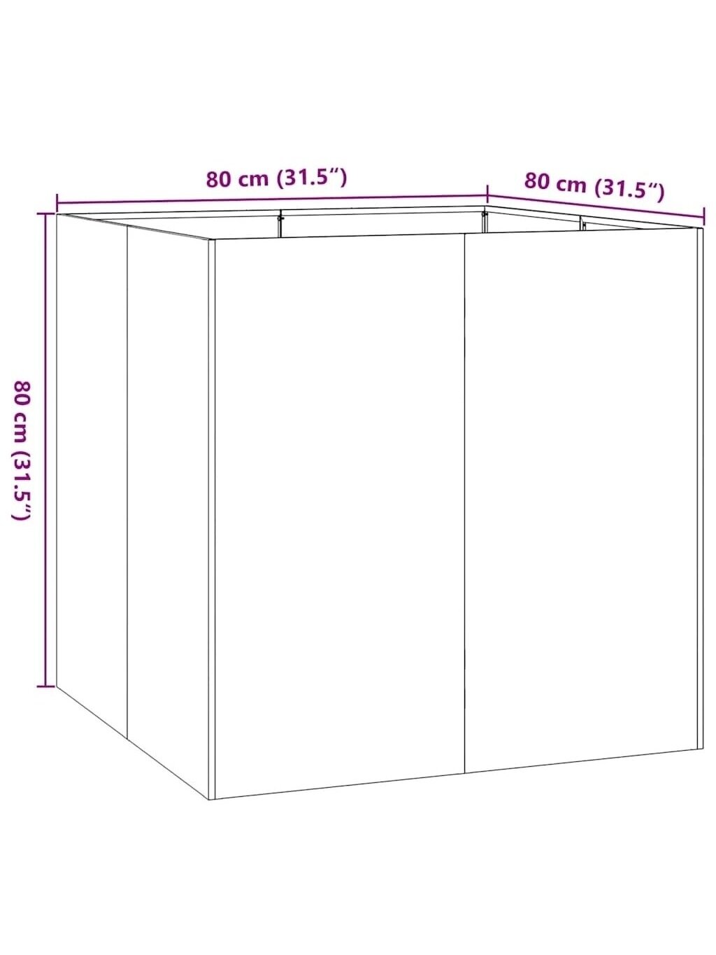 Грядка для сада, антрацит, 80 × 80 × 80 см, сталь 7