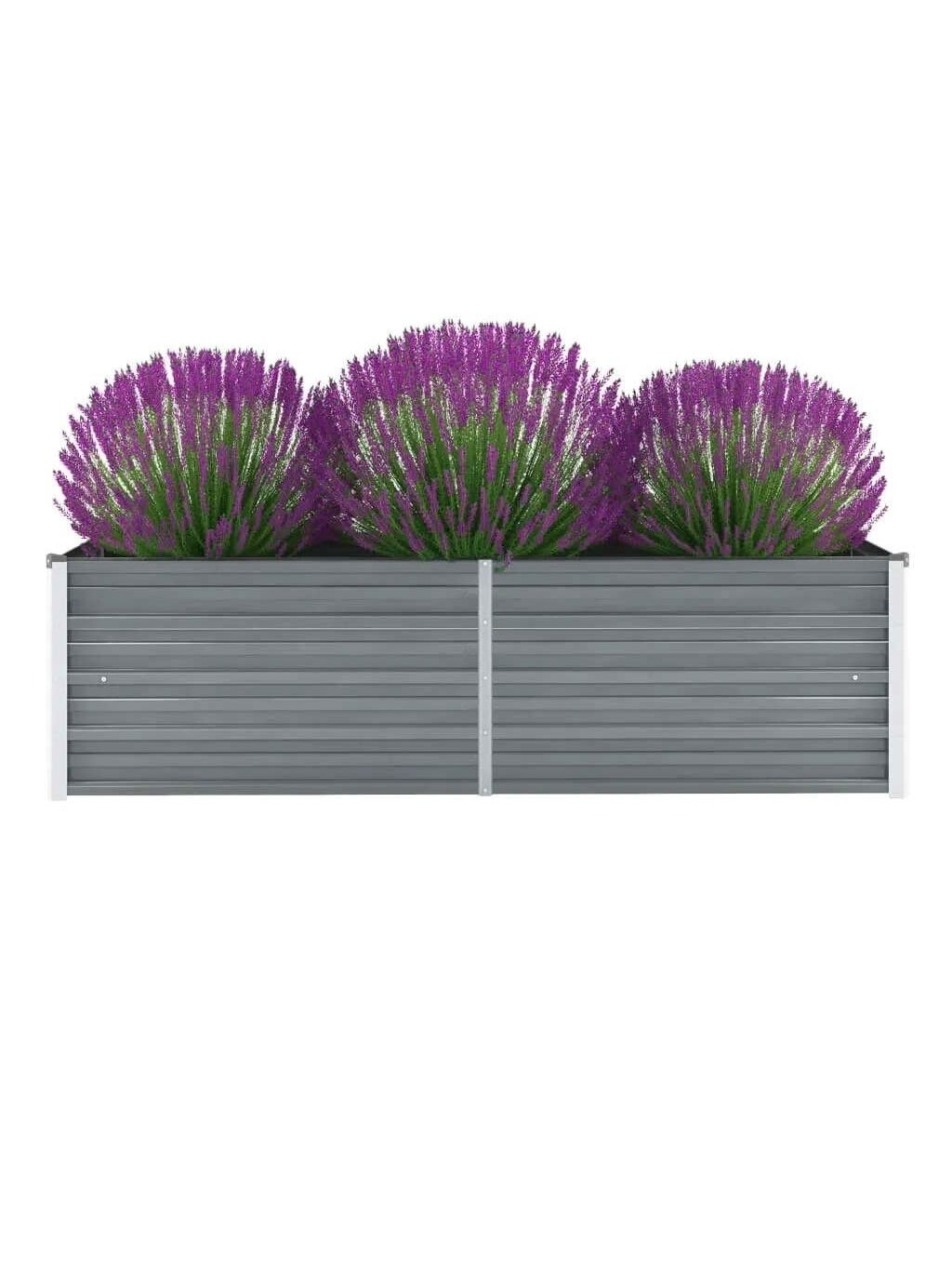 Garden bed, grey, galvanized steel, 160x40x45 cm Garden bed, grey, galvanized steel, 160x40x45 cm