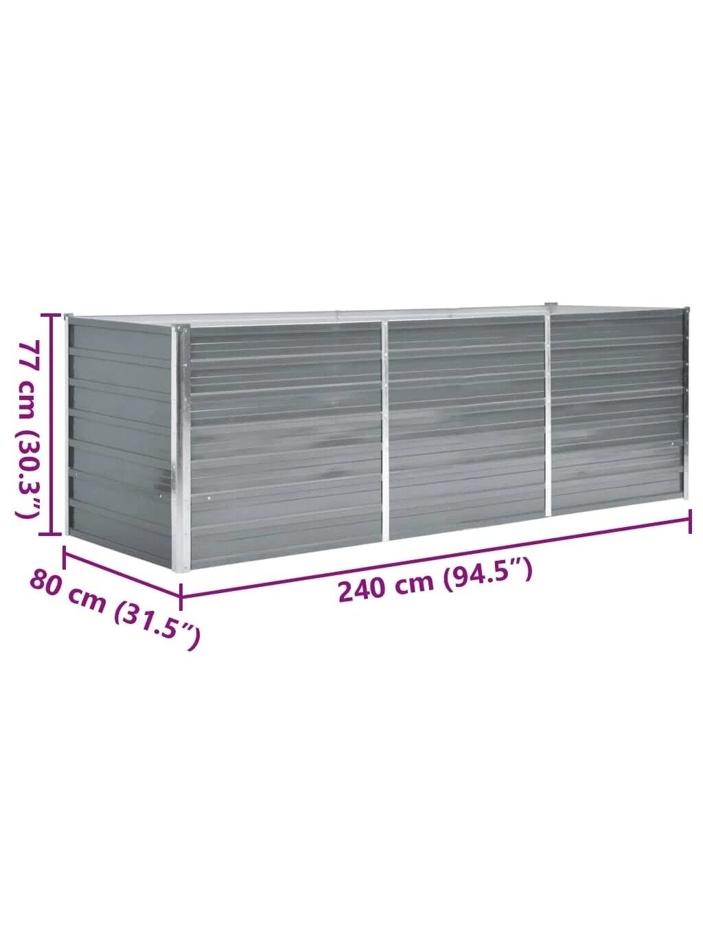 Lovelis, pilkas, galvanizuotas plienas, 240x80x77cm 6