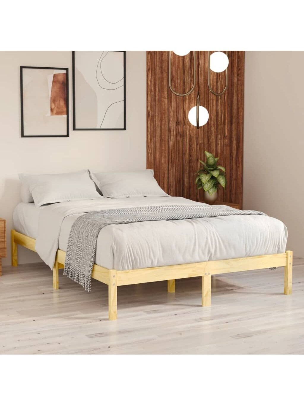 Bed frame, 160×200 cm, solid pine wood