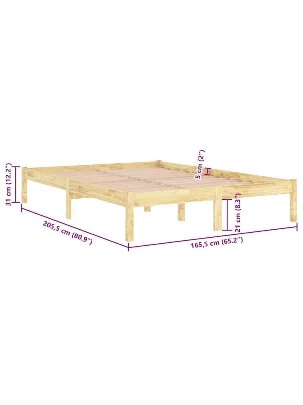 Bed frame, 160×200 cm, solid pine wood 7