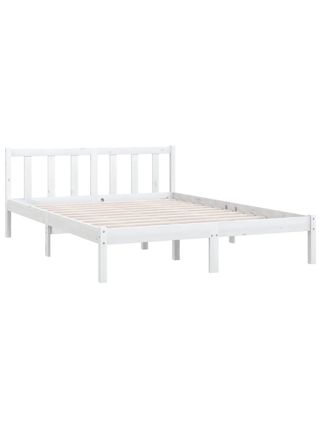 Bed Frame, White, 140 × 190 cm, Solid Pine Wood 2 Bed Frame, White, 140 × 190 cm, Solid Pine Wood 2