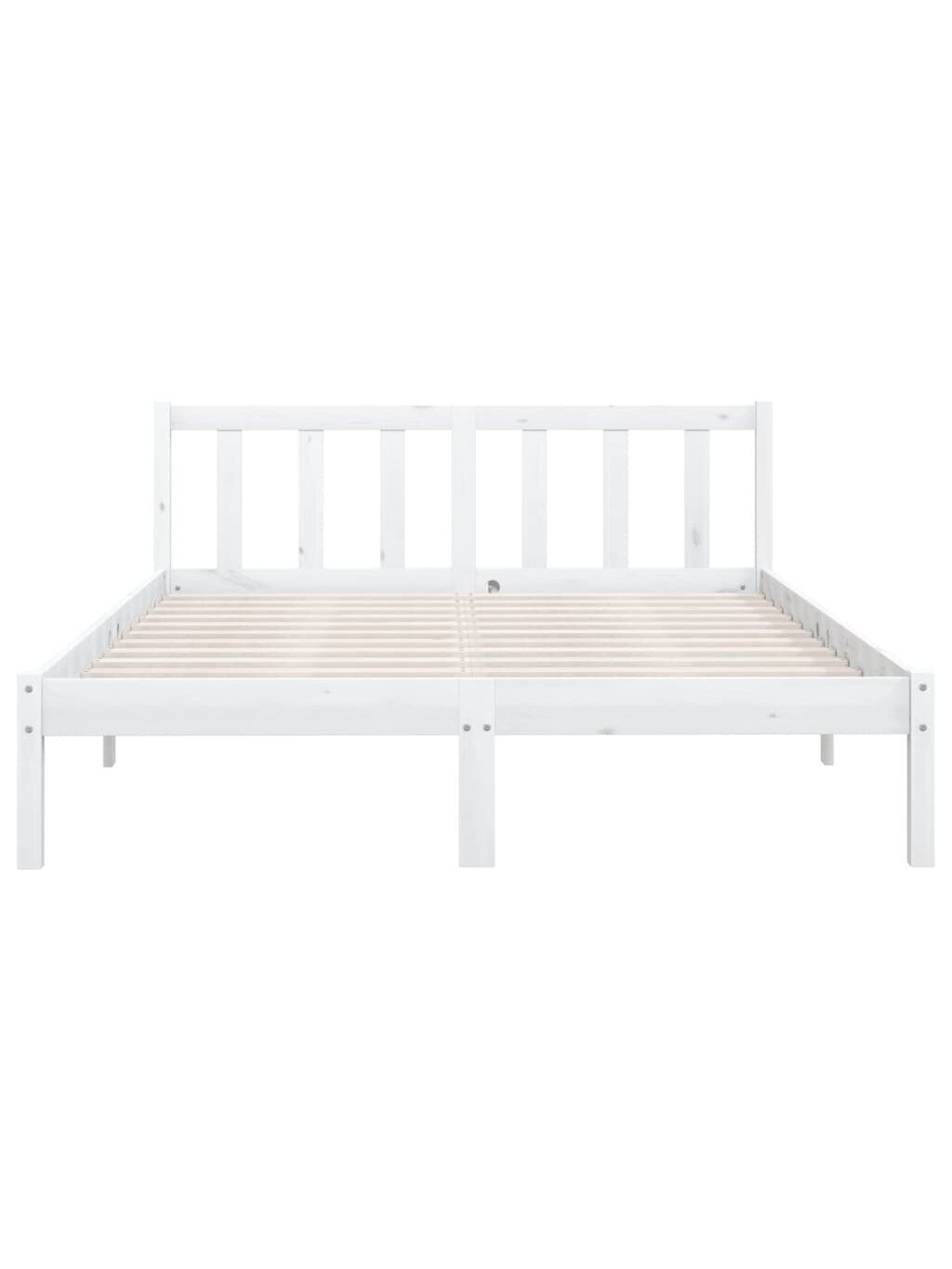 Bed Frame, White, 140 × 190 cm, Solid Pine Wood 3 Bed Frame, White, 140 × 190 cm, Solid Pine Wood 3