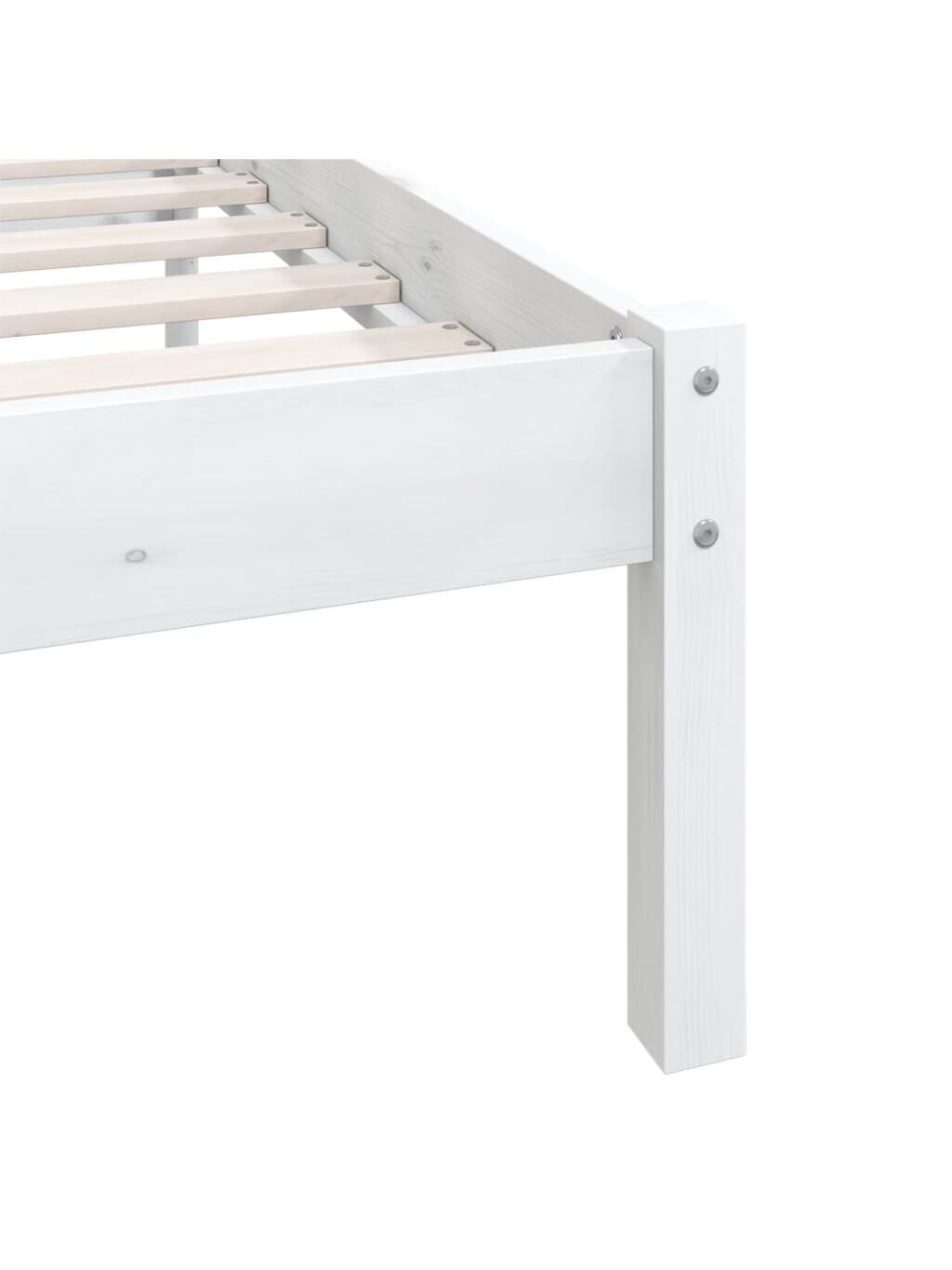 Bed Frame, White, 140 × 190 cm, Solid Pine Wood 7 Bed Frame, White, 140 × 190 cm, Solid Pine Wood 7