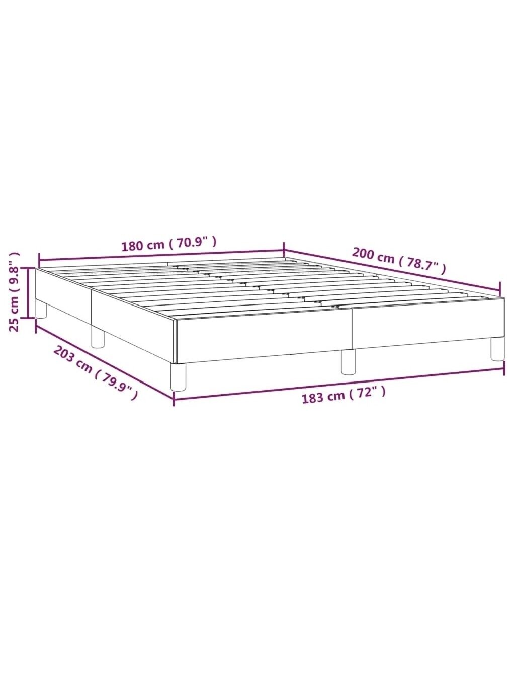 Bed frame without mattress, black, 180x200 cm, fabric 8
