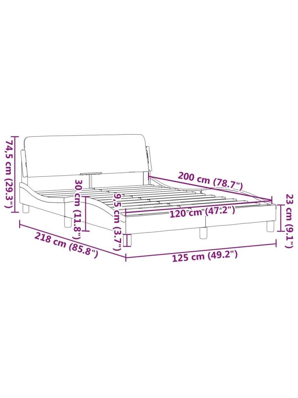 Voodiraam, Dover, valge/must, 120×200 cm, kunstnahk 7
