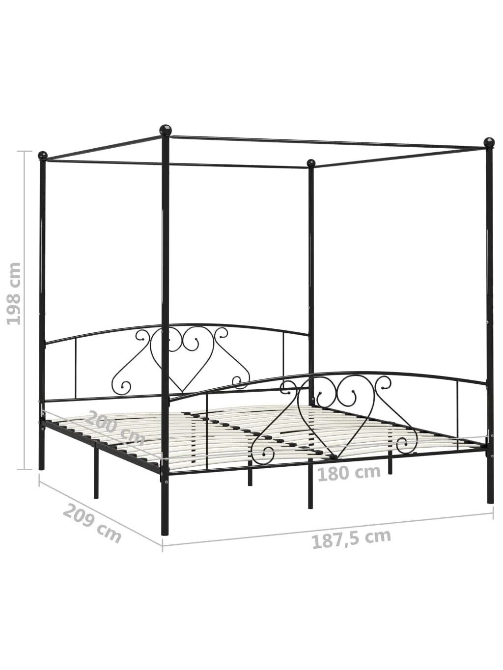 Canopy bed frame, black, 180x200 cm, metal 4 Canopy bed frame, black, 180x200 cm, metal 4