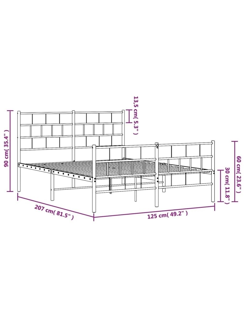 Bed frame with headboard/footboard, black, 120×200 cm, metal 8 Bed frame with headboard/footboard, black, 120×200 cm, metal 8