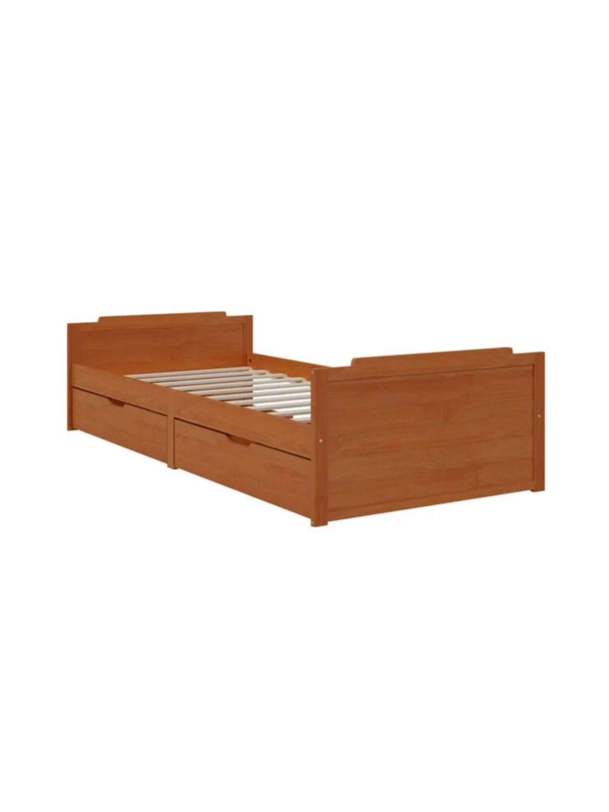 Bed frame with drawers, honey brown, 90 x 200 cm, pine wood 2