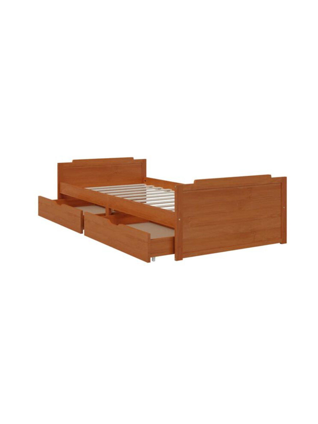 Bed frame with drawers, honey brown, 90 x 200 cm, pine wood 4