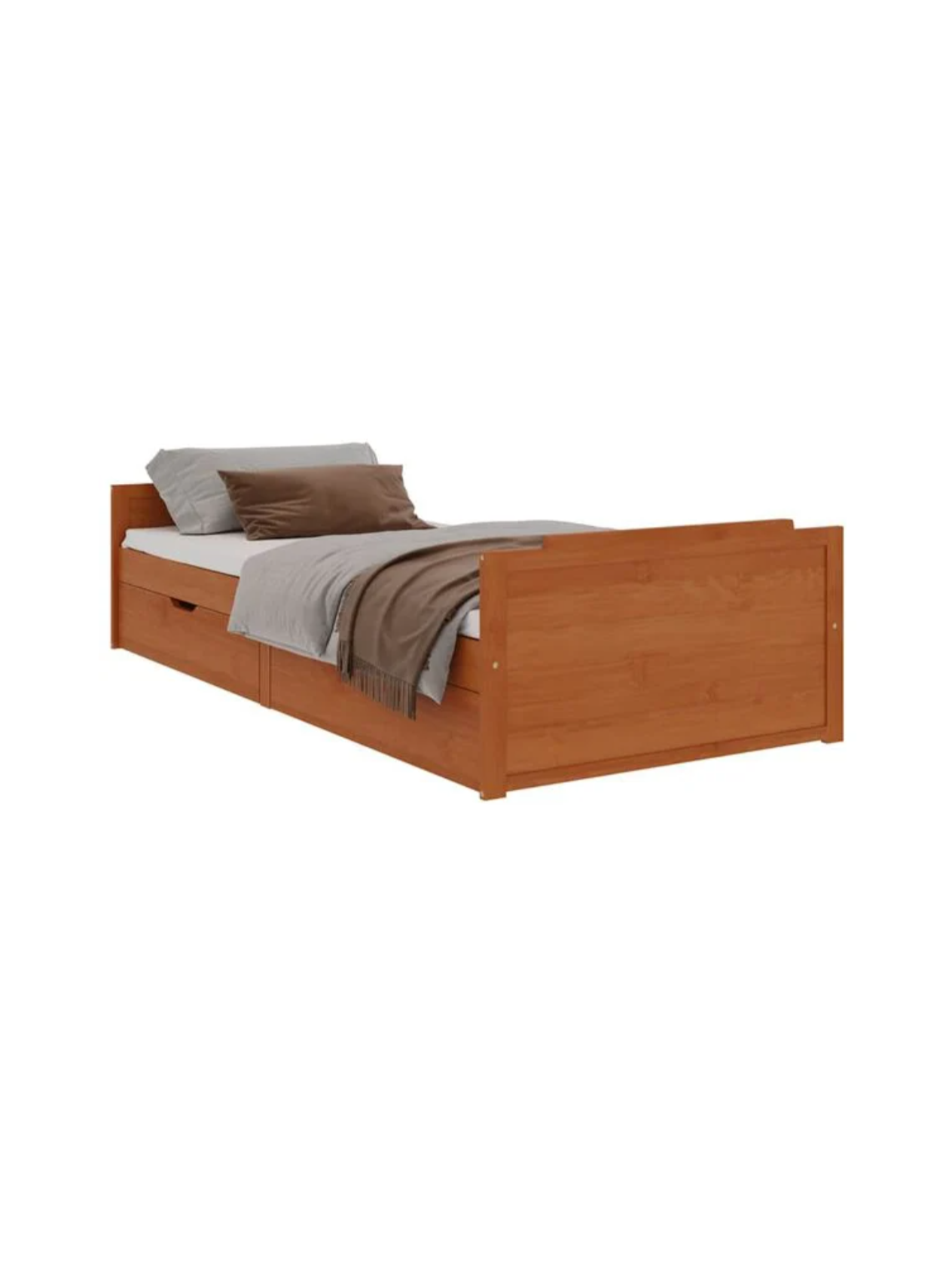 Bed frame with drawers, honey brown, 90 x 200 cm, pine wood 1