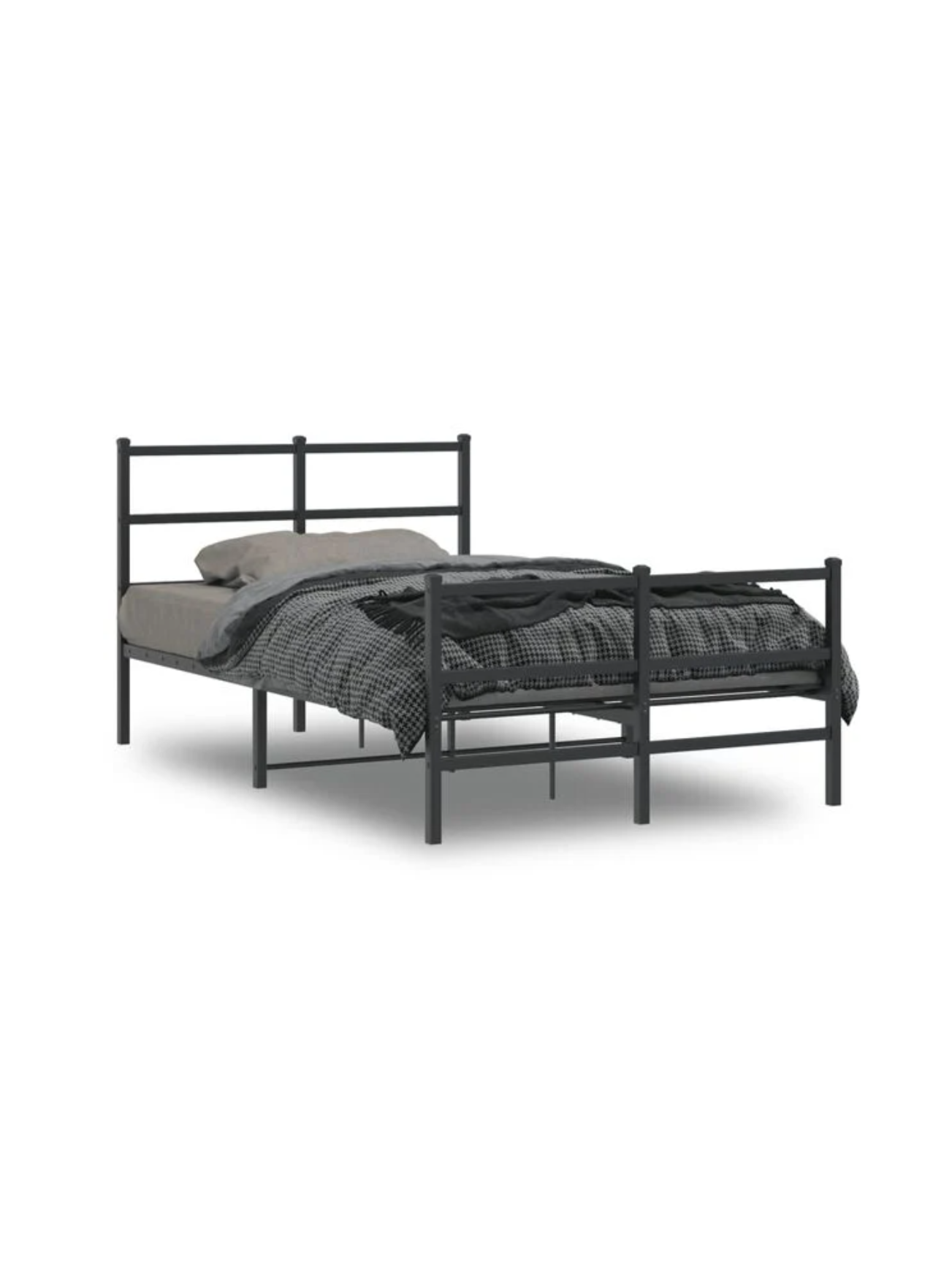 Bed frame with headboard/footboard, black, 120 × 190 cm, metal 4