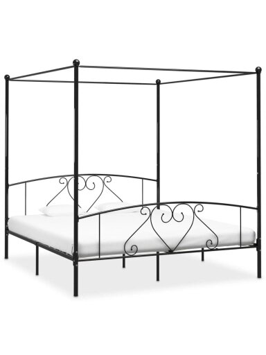 Baldahhiiniga voodiraam, must, 180x200 cm, metall
