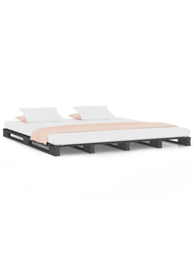 Pallet bed, grey, 200x200 cm, solid pine wood 1