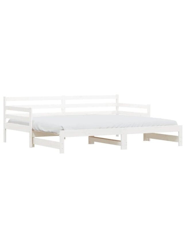Bed with pull-out section, white, 90×200 cm, solid pine wood 1
