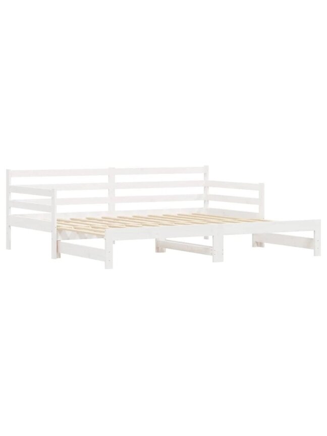 Bed with pull-out section, white, 90×200 cm, solid pine wood 2