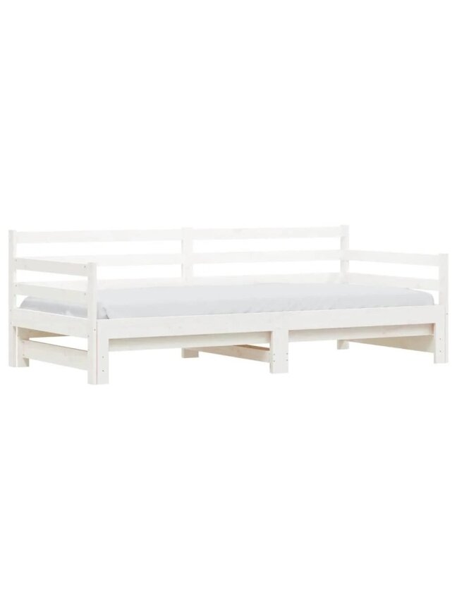 Bed with pull-out section, white, 90×200 cm, solid pine wood 3