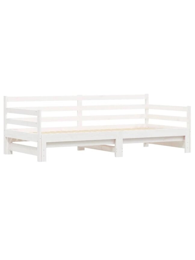 Bed with pull-out section, white, 90×200 cm, solid pine wood 4