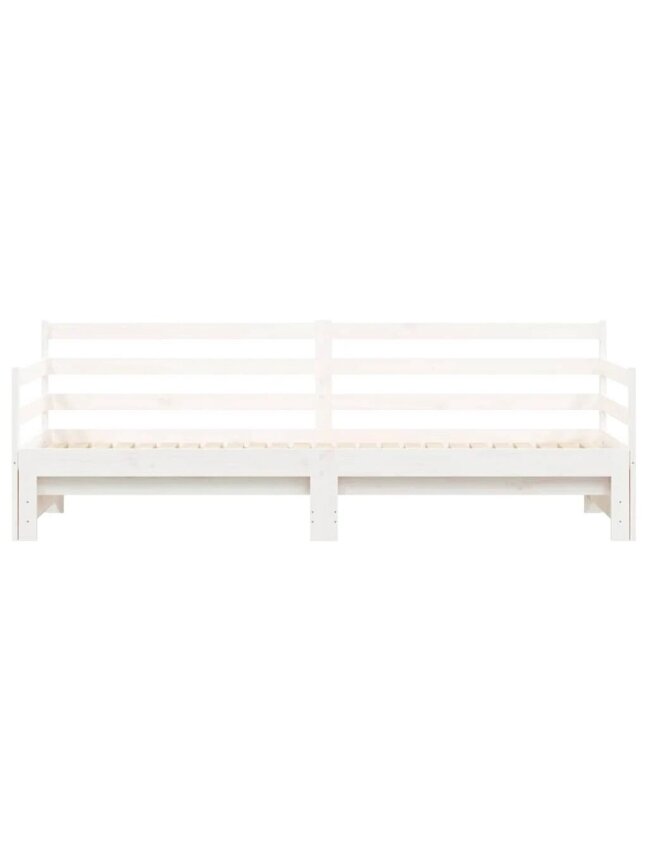 Bed with pull-out section, white, 90×200 cm, solid pine wood 5