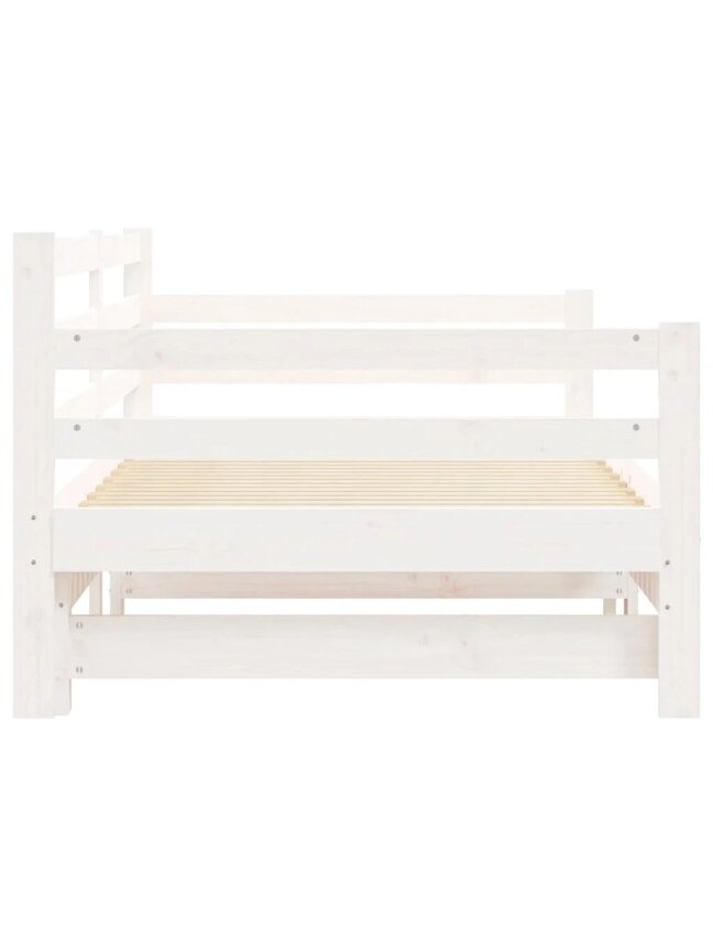 Bed with pull-out section, white, 90×200 cm, solid pine wood 6