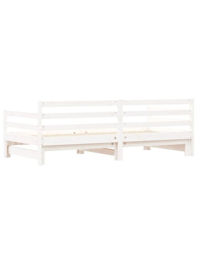 Bed with pull-out section, white, 90×200 cm, solid pine wood 7