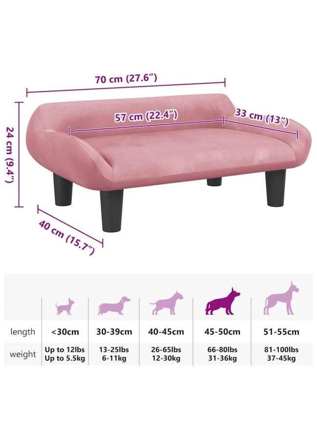Dog bed, pink, 70 × 40 × 24 cm, velvet 6 Dog bed, pink, 70 × 40 × 24 cm, velvet 6