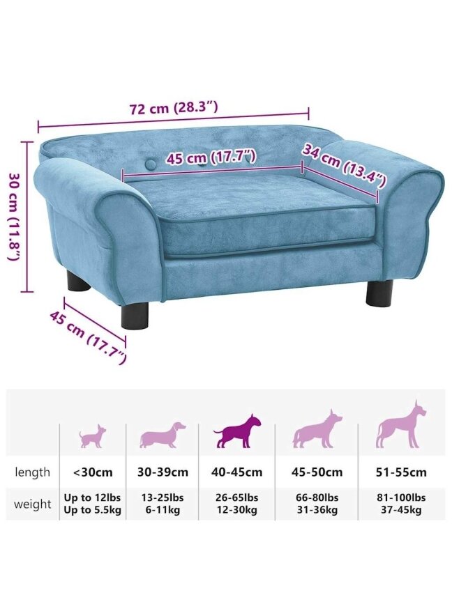 Dog Bed, Turquoise, 72x45x30 cm, Plush 8