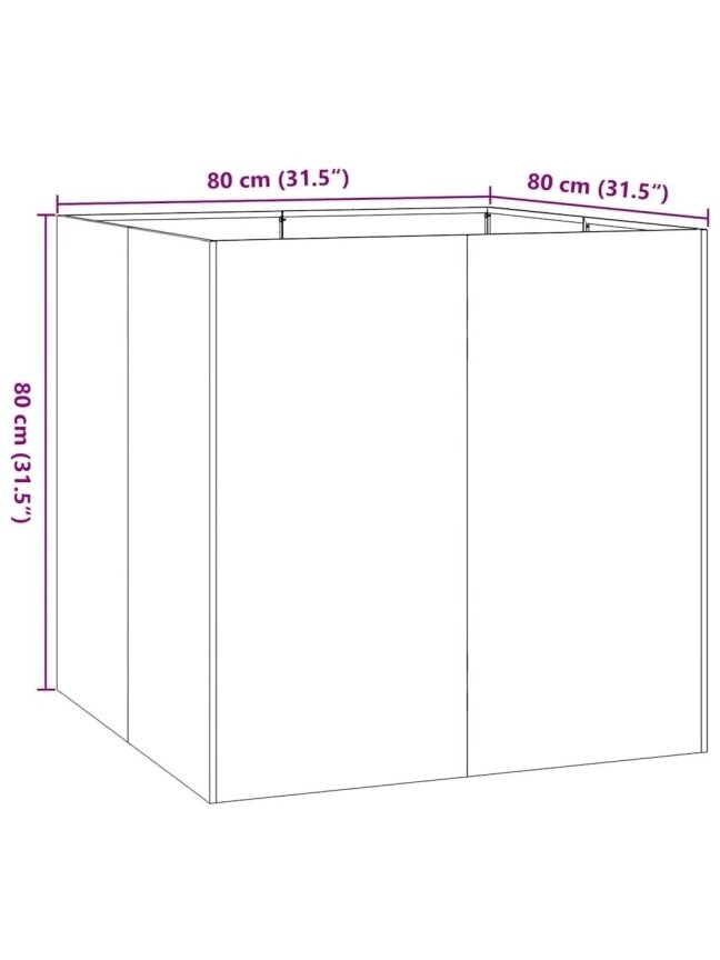 Грядка для сада, антрацит, 80 × 80 × 80 см, сталь 7