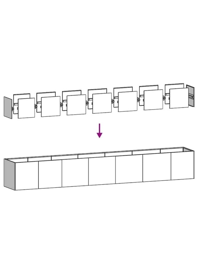 Garden bed, black, 280 × 40 × 40 cm, cold-rolled steel 5