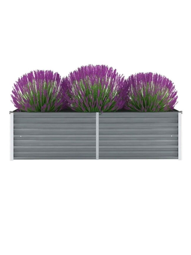 Garden bed, grey, galvanized steel, 160x40x45 cm Garden bed, grey, galvanized steel, 160x40x45 cm