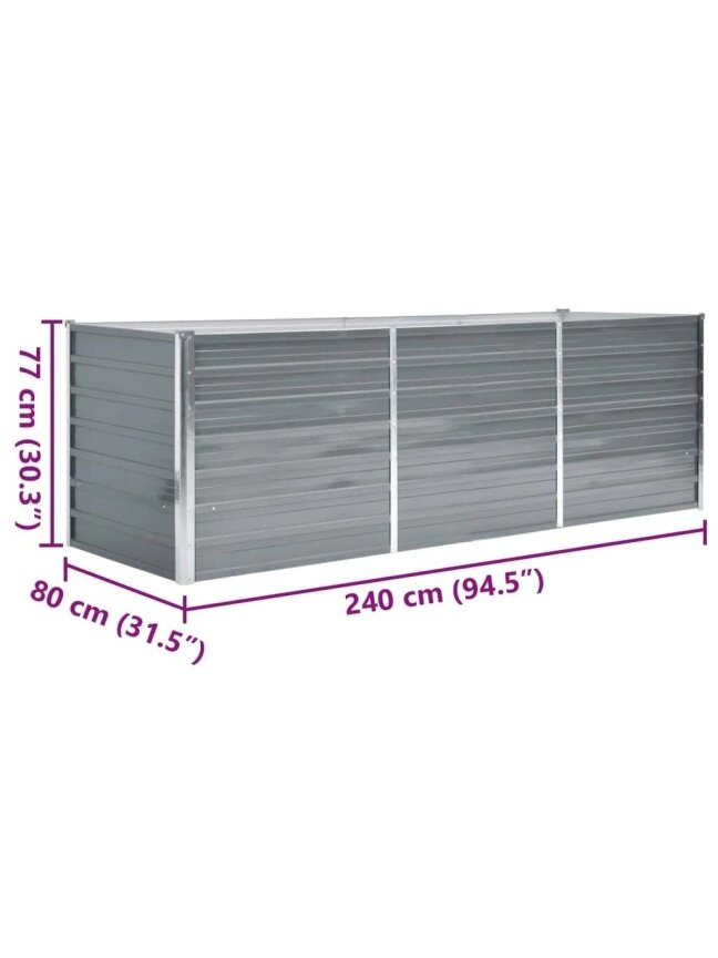 Lovelis, pilkas, galvanizuotas plienas, 240x80x77cm 6