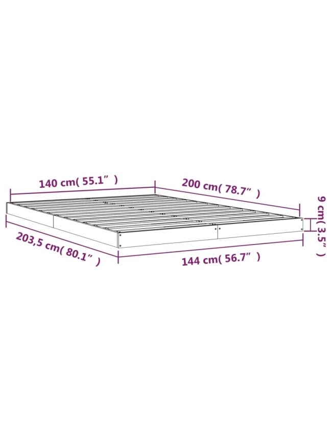 Bed frame, 140×200 cm, solid pine wood 5