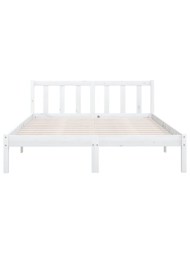 Bed Frame, White, 140 × 190 cm, Solid Pine Wood 3
