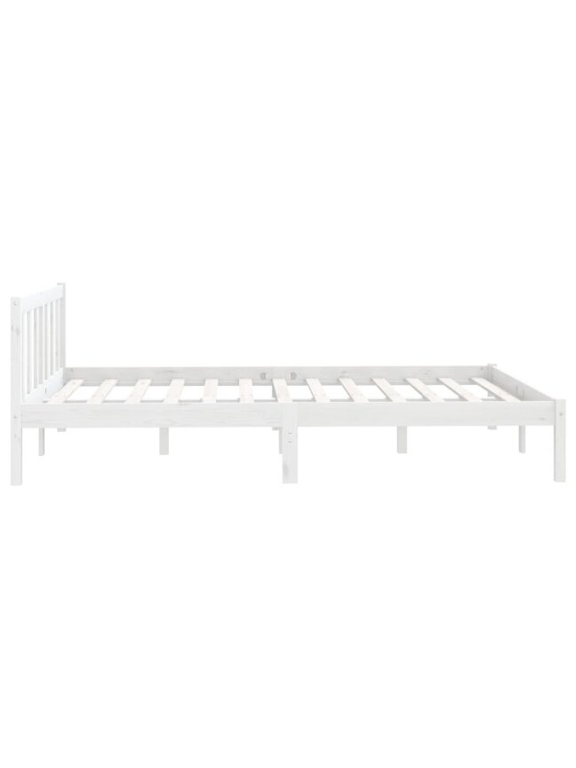 Bed Frame, White, 140 × 190 cm, Solid Pine Wood 5 Bed Frame, White, 140 × 190 cm, Solid Pine Wood 5