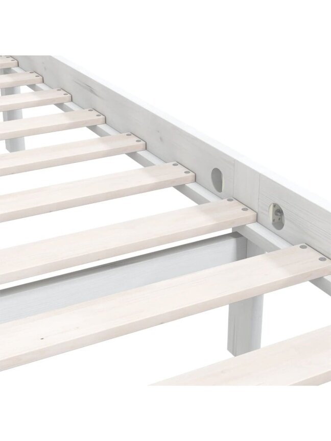 Bed Frame, White, 140 × 190 cm, Solid Pine Wood 6 Bed Frame, White, 140 × 190 cm, Solid Pine Wood 6