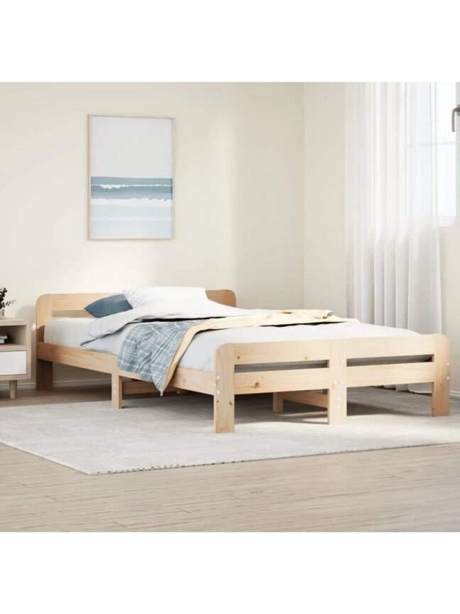 Bed frame without mattress, 120×200 cm, solid pine wood