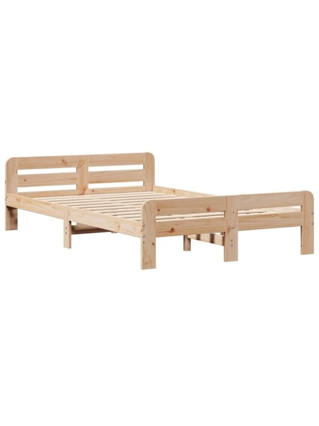 Bed frame without mattress, 120×200 cm, solid pine wood 2